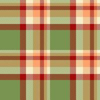 Ethnicity plaid seamless check, geometric pattern texture background. Hippy tartan textile fabric in green and orange colors. vector
