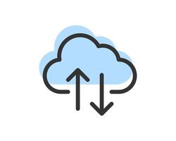 Cloud Storage And Data Transfer Icon. Computing Service And Network Related Line Icons. Database And Server, Cyber Security, Digital Transformation. vector