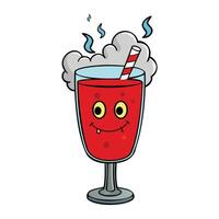A cartoon red drink with a straw and a smile vector