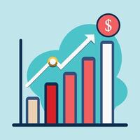 A graph chart with a dollar sign and a dollar sign vector