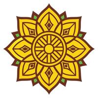 A yellow flower with a green center vector