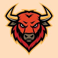 The head of a bull is shown on a beige background vector
