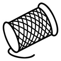 A spool of thread is shown in black and white vector