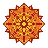 A red and orange flower with a circular design vector