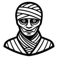 A black and white illustration of a man in a bandana vector