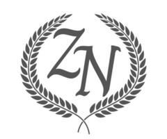 Initial letter Z and N, ZN monogram logo design with laurel wreath. Luxury calligraphy font. vector