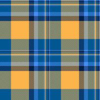 Content check tartan textile, velvet seamless background fabric. Retro pattern texture plaid in cyan and amber colors. vector