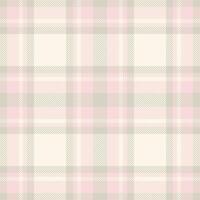 Room check plaid pattern, performance textile texture background. Mat tartan fabric seamless in light and sea shell colors. vector