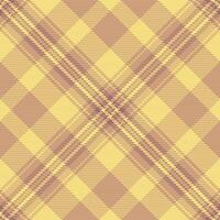 Sheet textile seamless pattern, elegant fabric plaid texture. Seventies check background tartan in orange and yellow colors. vector