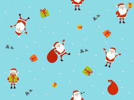 Christmas seamless pattern with Santa Claus and gifts. Funny winter background for wrapping paper, greeting card, New Year web page or landing. vector