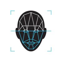 Recognition icon. Face id identity biometric verification sign. Authentication technology mobile phone, smartphone, other devices. vector