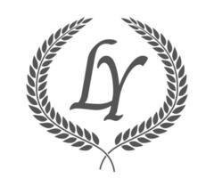 Initial letter L and Y, LY monogram logo design with laurel wreath. Luxury calligraphy font. vector