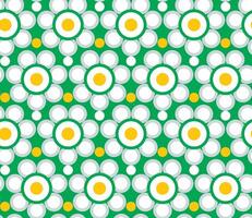 Retro geometric pattern seamless. White chamomile flowers on green background. vector