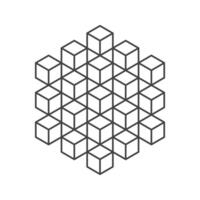 Cube logo, geometric design. Monochrome box logotype company, trendy techno emblem in isometric line style. vector