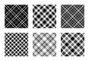 Black and white seamless pattern design. Set background, buffalo plaid fabric design. vector