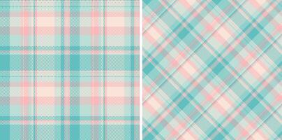 Seamless textile of tartan background fabric with a pattern plaid check texture. Set in light colors for stylish duvet cover designs. vector