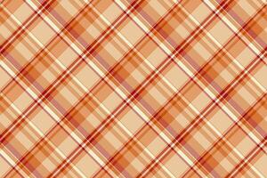 Other seamless tartan, vogue check fabric plaid. Ornament textile texture background pattern in orange and red colors. vector