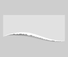 Torn edge paper illustration. Piece ripped blank with shadow. Rip white note vector