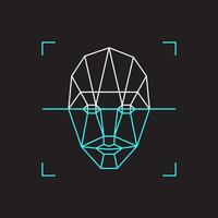 Recognition icon. Face id identity biometric verification sign. Authentication technology mobile phone, smartphone, other devices. vector