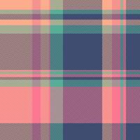 Contemporary pattern tartan fabric, mesh check textile . Customized texture seamless background plaid in blue and orange colors. vector