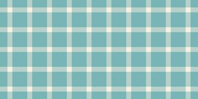 Quiet fabric plaid texture, 1960s background seamless. Dimensional tartan textile pattern check in cyan and beige colors. vector
