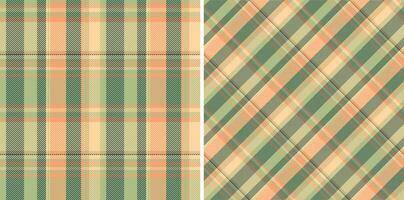 Textile check tartan of pattern fabric background with a seamless plaid texture . Set in nature colors for trousers outfit ideas. vector