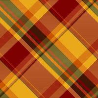 Subtle plaid textile fabric, french pattern background. Seasonal texture seamless tartan check in amber and maroon colors. vector