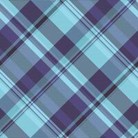 Stage texture pattern check, production plaid fabric seamless. Iconic textile background tartan in cyan and indigo colors. vector