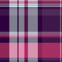 Long background check pattern, fuzzy tartan fabric textile. Male seamless plaid texture in dark and purple colors. vector
