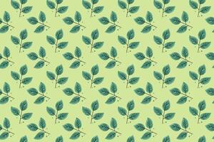 Hand drawn floral pattern design. Simple ornament with plant and leaf. vector