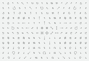 Thin arrow set symbol. Arrows line icon collection. Right, left, down and up direction mark. vector