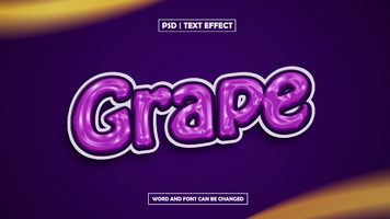 Grape 3D Editable Text Effect psd