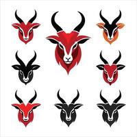 Goat head logo design set vector