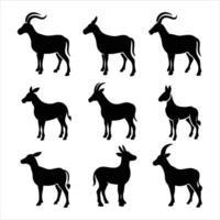 Goat silhouette set vector