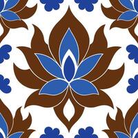 Seamless pattern with lotus flower in blue and brown vector
