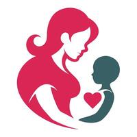 Mother and child silhouette icon vector