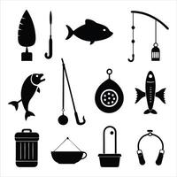 Fishing equipment icons set illustration vector