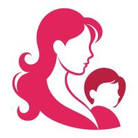 A mother and child silhouette in pink vector