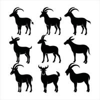 Goat silhouette set isolated on white background vector
