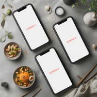 UI mobile mockup with 3 individual screen psd