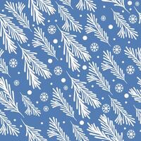 seamless pattern hand drawn winter elements with white color and blue background vector