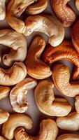 Rotating background of lots of cashew nuts, Close up video