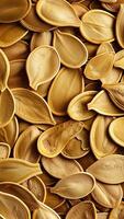 Rotating background of lots of pumpkin seeds vertical slowmo video