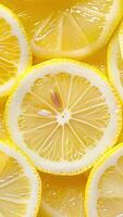 Rotating background of Fresh lemon slices, Close up, slow motion video