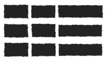 Tattered rectangle jagged edge text box, header border. Ripped and cutout paper torn strip. Collage shape of black paper silhouette vector