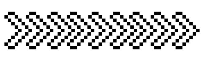Pixel border arrow, way direction 8 bit retro mosaic element. Game simple solid decoration. Pixelated symbol. vector