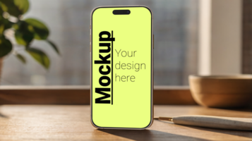 Mockup of a phone on the background of a window psd