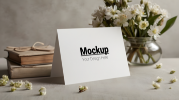 Greeting card mockup on a table psd