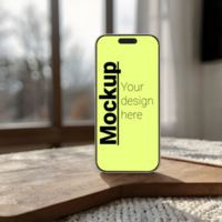Phone layout on the window background psd