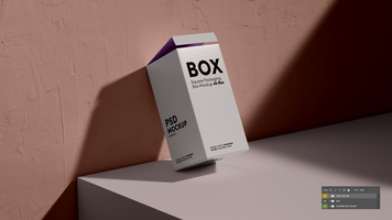 A box sitting on a table with a shadow psd